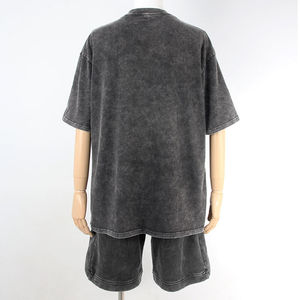 Ensemble Homme Été Haute Qualité Personnalisé Délavé à l'Acide Surdimensionné Deux Pièces Short et T-shirt Décontracté Urbain en Coton - Product Image 2
