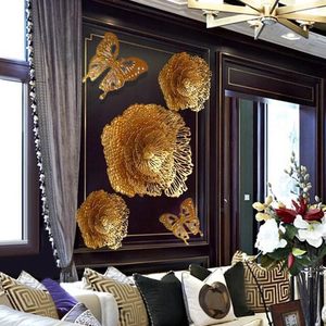Juego de Esculturas de Follaje en Metal 3D, Chapado en Oro, Decoración de Pared Extra Grande para el Hogar, Estilo Glam - Product Image 4