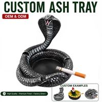Cendrier OEM personnalisé en résine, squelette gothique dans une bouche de monstre, texture écailleuse, pour décoration de bar, nouveauté, cadeaux d'Halloween personnalisés