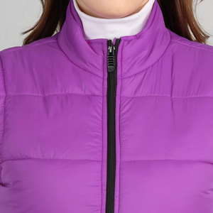 Chaleco Acolchado Morado para Mujer con Capucha, Cierre Frontal, Ropa Exterior Informal, Impermeable, Ecológico, Resistente al Viento, Relleno de Poliéster/Nylon - Product Image 4