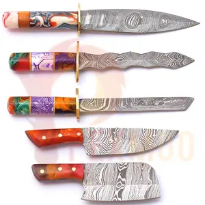 Kunden spezifische hand gefertigte hochwertige hand geschmiedete Damast stahl und Miniaturen Dabbers Mini Chef Küchenmesser Mit Leder.