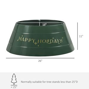 Gonna per Albero di Natale Verde Festiva da 26 Pollici, Collare per Albero di Natale in Metallo Fatto a Mano con Supporto in Ferro a 3 Pannelli, Decorazione Natalizia - Product Image 3