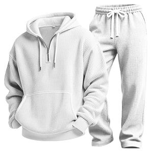 Conjunto Deportivo Extra Grande para Hombre con Textura de Waffle - Sudadera con Capucha y Pantalones Deportivos para Ropa Urbana - Product Image 2