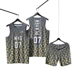 W4G Heat Transfer Printed Custom Basketball Jersey Shorts Set 100% Polyester Breathable Mesh Moisture Wicking Quick Dry O Neck - Product Image 1