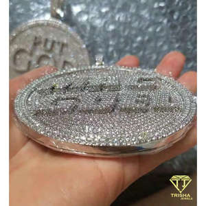 Dieu Premier Pendentif Cultivé en Laboratoire Religieux Style Hip Hop Glacé Charmes Cultivés en Laboratoire Pendentif Religieux Cultivé en Laboratoire - Product Image 2