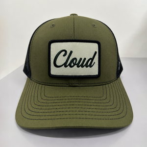 Casquette Trucker avec Bordure Brodée et Patch Tissé, Vert Olive, Panneau en Toile et Maille Respirante, Imperméable, Tendance, Polyester/Coton, Unisexe - Product Image 1