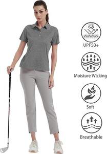 Polo sportif pour femme en laine mérinos 100% coton, lavable en machine, t-shirt en laine mérinos pour femme - Product Image 4