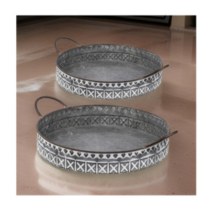 Plateau de service en métal unique fait à la main poignées cuisine moderne Table à manger accessoire vaisselle plateaux en métal accessoire Unique pour - Product Image 6