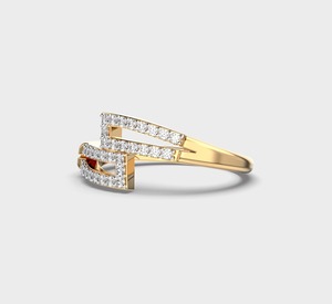 Bague en diamant Voltisse Bolt en or jaune 14 carats, taille ronde, motif zig-zag géométrique, sertissage pavé, bijoux fins minimalistes, bague pour femme - Product Image 2