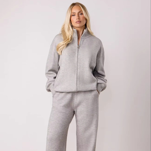 women tracksuit slim fit cotton polyester fabric zipper hoodie <b>jogger</b> set gym fitness wear sportswear set <b>Cheap</b> Price Wholesale - Product Image 1