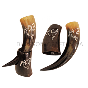 Handcrafted Buffalo Drinking Horn Leather Strap Personalized Salt <b>Lamp</b> Carved Viking Horn Stand Romantic Home Decoration <b>Love</b> - Product Image 1