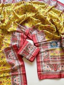 Sari de tejido Dola Jari puro de primera calidad con estampado digital Pashmina y blusa a juego - Product Image 3