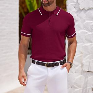 Hommes 100% coton pour polos confortable respirant à manches courtes anti-rides haute qualité motif solide tissu éponge T-Shi - Product Image 4