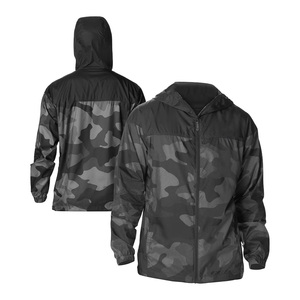 Wholesale Men's Camouflage Print Hooded Windbreaker <b>Jacket</b> Water Resistant Zip Front Outdoor Wear Regular Fit - Product Image 1