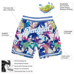 กางเกงบาสเก็ตบอลตาข่ายพิมพ์ลาย OEM Y2K สำหรับผู้ชาย สไตล์สตรีทแวร์ ลายดอกไม้และต้นปาล์ม สำหรับออกกำลังกายและเล่นกีฬา คุณภาพสูง - Product Image 2