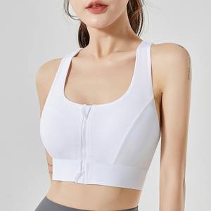 Soutien-gorge de sport basique à fermeture éclair frontale, anti-affaissement, à coussinet unique, pour yoga et entraînement en salle de sport, antichoc - Product Image 1