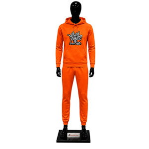 Conjunto Deportivo para Hombre con Sudadera con Capucha y Estampado Gráfico Naranja, Pantalones Jogger, Ropa Deportiva Casual, Venta al Por Mayor - Product Image 1