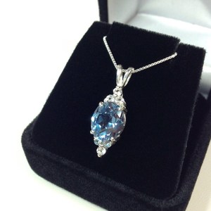 จี้บลูโทแพซ เงินสเตอร์ลิง สำหรับเด็กและผู้หญิง ของขวัญเครื่องประดับวาเลนไทน์สุดหรู สร้อยคอพลอยประจำเดือนธันวาคม ของขวัญวันครบรอบ - Product Image 4