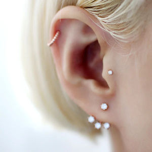 Pendiente de Oro Sólido de 14K con Diamante Real de 2mm y 0.03ct, Roscado Internamente, para Labret, Hélix, Tragus, Conch - Proveedor Mayorista de Joyería - Product Image 5