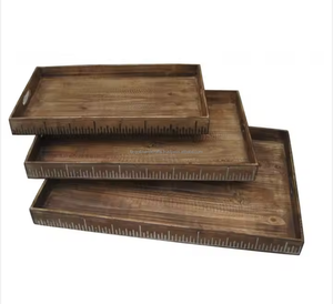 Plateau de service en bois naturel plateau organisateur assiette de service plateaux de nourriture plateau décoratif en bois à bas prix - Product Image 1