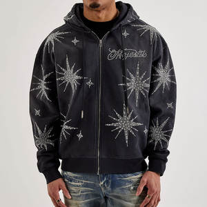 Fournisseur de sweats à capuche en strass OEM, sweat à capuche de haute qualité avec décoration en pierres de cristal, idéal pour les marques de vêtements à étiquette privée - Product Image 1