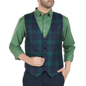 Gilet écossais pour homme, coupe classique ajustée, veste sans manches à carreaux, idéal pour les occasions formelles, les mariages, les fêtes ou le quotidien - Product Image 5