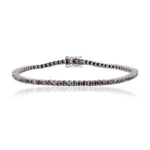 Bracelet tennis minimaliste en argent sterling 925 avec diamant noir naturel rond de 2,87 carats, bijoux fins pour femmes - Product Image 1