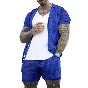 Wholesale Summer High Quality 2 Piece Men Tracksuit <b>Set</b> Joggers Gym Fitness Breathable Mesh Casual Short <b>Sets</b> for Men - Product Image 5