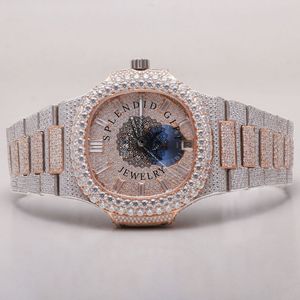 Splendide Montre de Luxe pour Homme avec Diamants, Boîtier Argenté 28mm en Moissanite, Verre Saphir, Mouvement Analogique à Quartz ETA, Cadran Discret - Product Image 6