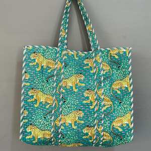 Sac fourre-tout matelassé en velours réversible avec doublure en toile vintage, fermeture éclair, très grande taille, pour femme, idéal pour les voyages et le shopping - Product Image 4