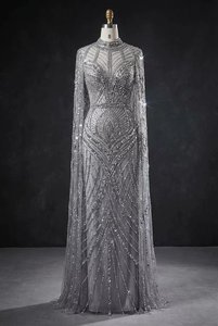 ชุดราตรีผ้าทูลล์สั่งตัดพิเศษ แขนสั้น ปักลูกปัดด้วยมือ ชุดออกงานหรูหรา ชุดสำหรับโอกาสพิเศษระดับไฮเอนด์ - Product Image 4