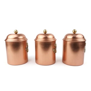 NEHA ENTERPRISES Copper <b>Spice</b> Storage <b>Jars</b> Wheat Design Vintage Airtight Lids Kitchen Container Set Handcrafted Hammered Copper - Product Image 5