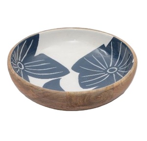 Tazón de madera hecho a mano de última tendencia con diseño de hojas tropicales, estilo bohemio, para presentación de alimentos. - Product Image 6