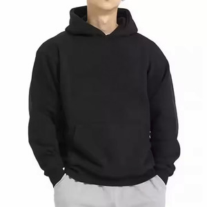 Sweat à capuche noir de haute qualité pour homme, coupe décontractée à épaules tombantes, manches longues, en polaire polyester/coton respirant et à séchage rapide, idéal pour les professionnels (OEM) - Product Image 1
