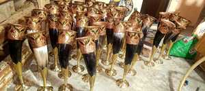 Flûte à champagne artisanale en corne de buffle, verre à vin de luxe en corne naturelle avec tige métallique, vaisselle écologique, vente en gros - Product Image 3