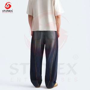 Jeans de Mezclilla para Hombre, Corte Ancho, Lavado Oscuro, Algodón Premium, Corte Regular, Ecológicos, Diseño Personalizado, Moda Urbana - Product Image 3