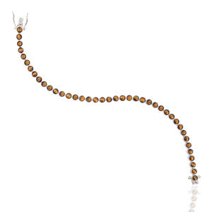 Magnifique bracelet tennis unisexe en argent sterling 925 avec pierre œil de tigre naturelle ronde sertie clos, bijoux fins - Product Image 6