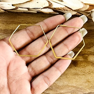 Pendientes de Aro Hexagonales Geométricos, Minimalistas, de Latón, Chapados en Oro de 18k, para Mujer, Venta al Por Mayor/OEM/ODM - Product Image 5