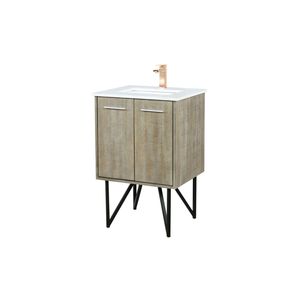 Mobile da Bagno Rustico in Acacia 24 Pollici L X 20 Pollici Set di Rubinetti in Marmo Coltivato D con Finitura Oro Rosa, Mobile Bagno in Marmo Coltivato da 20 Pollici - Product Image 4