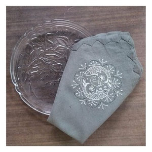 Nappe de service OEM en gros fil intermédiaire doux fabriqué à la main couleur grise tailles personnalisées nappes 100% coton - Product Image 1