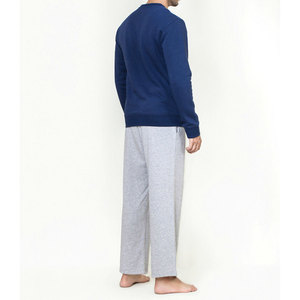 Sweat-shirt à col rond bleu marine uni pour homme, manches longues, en coton, pull décontracté, streetwear, vêtements de bureau, vêtements de sport basiques, fournisseur en gros - Product Image 3