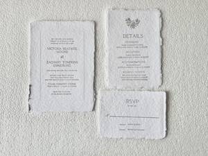 การ์ดอวยพรงานแต่งงานแบบสั่งทำพิเศษ พิมพ์ฟอยล์ด้วยเครื่องพิมพ์แบบ Letterpress บนกระดาษรีไซเคิล 100% ทำมือ ไม่ใช้กระดาษที่ได้จากต้นไม้ ขายส่ง - Product Image 5