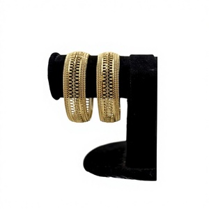 Luxury 22K Gold Dubai Bridal <b>Bangles</b> <b>Set</b> Intricate Mesh Filigree Indian Wedding Jewelry for Women Gift & Party - Product Image 1