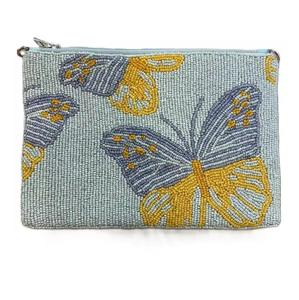 BUTTERFLY Porte-monnaie perlé tendance, Pochette perlée brodée à la main, Porte-monnaie perlé de créateur, Pochette perlée pour le jour du match, Sac à main - Product Image 1