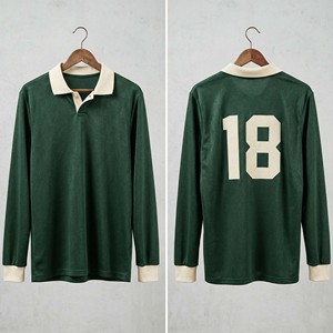 Wholesale Custom Men Vintage Short Soccer Jersey Dark Green Retro Football Shirt for for Collar Team Uniform Anti-Bacterial - Product Image 2