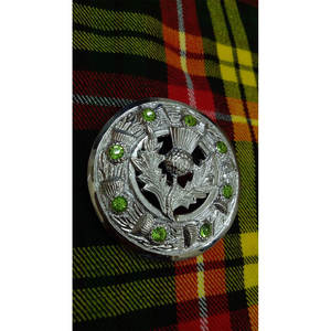 Broche de Kilt con Diseño de Trébol, Acabado Cromado, Piedra Verde Irlandesa, 3 Pulgadas, para Damas - Product Image 3