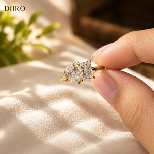Bague de mariage plaquée or jaune de qualité supérieure, diamant taille poire et émeraude, bague de fiançailles et de promesse, bijoux personnalisés - Product Image 5