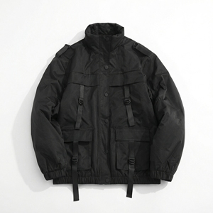 Veste de terrain tactique noire |   Parka utilitaire coupe-vent et imperméable |   Fabricant de vêtements d'extérieur sur mesure OEM - Product Image 1
