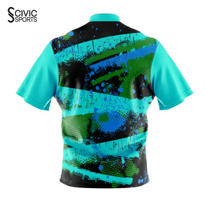 Sublimation Printed 100% Polyester Seamless Jersey Quick Dry Breathable Short-Sleeved <b>Bowling</b> Polo Shirts - Product Image 2