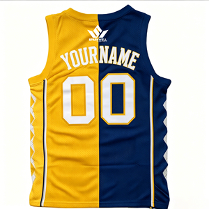 Camiseta de Baloncesto Personalizada SPARKWELL Azul y Blanca, Unisex, Sin Mangas, de Malla Sublimada, Transpirable, de Poliéster, Uniforme Deportivo para Equipos Adultos - Product Image 5